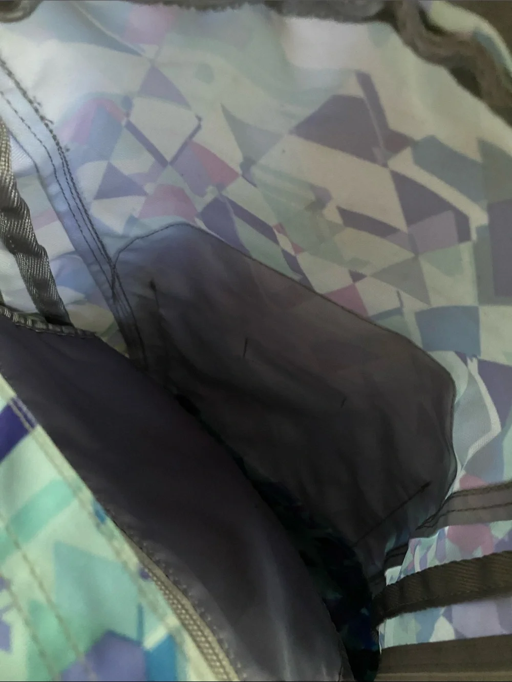 L.L. Bean Teal, Aqua & Purple Geometric Backpack